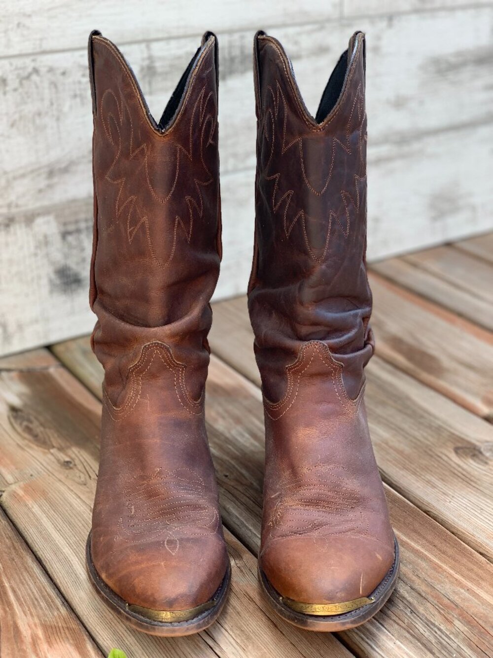 Vintage Durango Cowboy Western Boots Mens 9 Brown Leather Rodeo Homesteading 90s